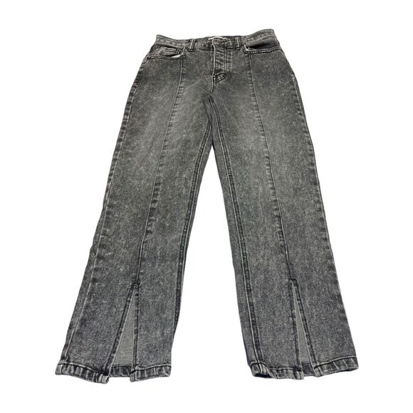 SO Super High Rise Straight Jeans Women's 7/28W Gray Denim Pockets Ankle Slits - Picture 1 of 6